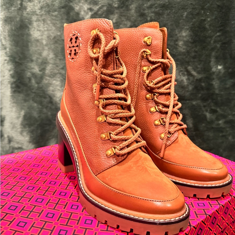 Tory Burch MILLER MIXED-MATERIALS LUG SOLE BOOT